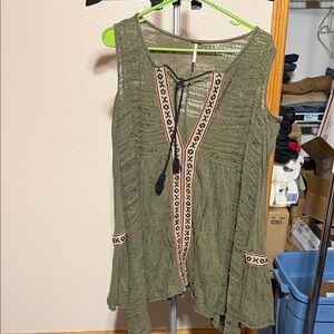 FP Movement by Free People Olive Tunic with Embroidered Trim